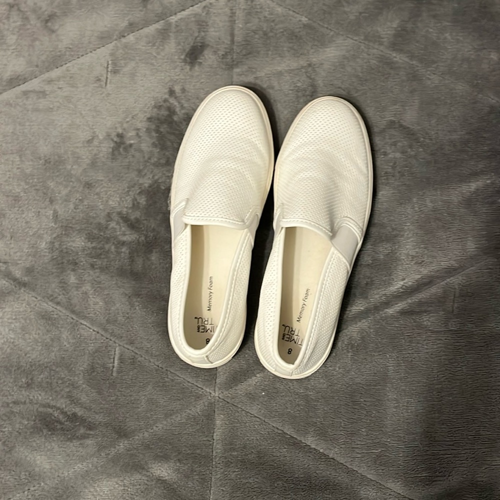 White Memory foam slip on sneakers